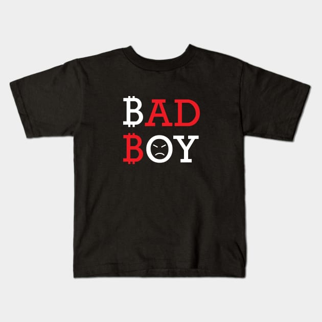 Bad Boy Bitcoin Funny Design Kids T-Shirt by jazzworldquest